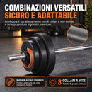 Set Manubri 3-in-1 50 kg 170x25x25 cm con Bilanciere Antiscivolo in Acciaio PP e Cemento Nero      