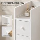 Mobiletto Bagno Salvaspazio a 3 Livelli 18x40x80 cm con Cassetti e Ruote in MDF Bianco      