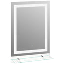 Specchio da Bagno con LED e Mensola in Vetro 70x50 cm 