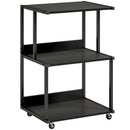 Mobile Supporto Stampante 3 livelli 50x40x75 cm con Ruote e Ripiani in Metallo Nero      