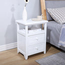 Comodino con 2 Cassetti 40x30x54,5 cm in Legno Massello e MDF Fumer Oscar Bianco