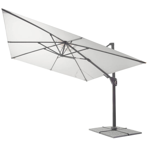 sconto Parasol de jardin décentralisé 3x3m en aluminium avec toile polyester Mosini Jazz gris et blanc