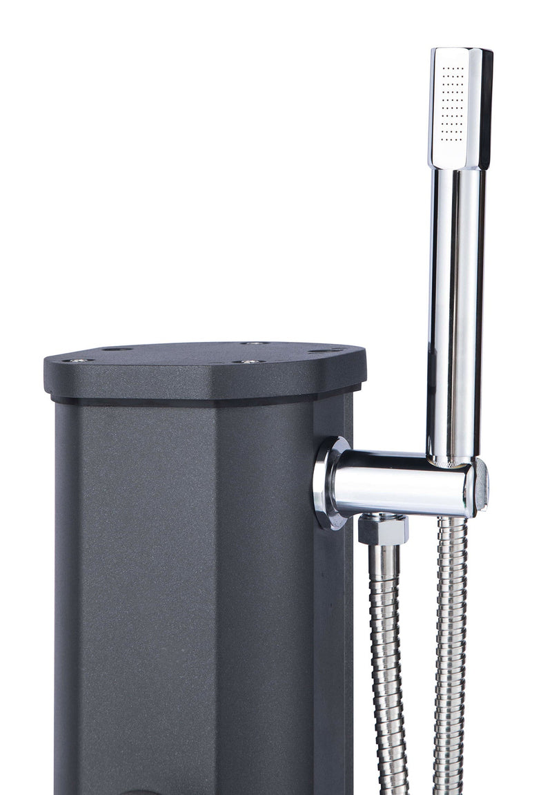 Mini Doccia Solare da Giardino 20L Miscelatore Lavapiedi e Doccetta Antracite