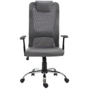 Sedia da Ufficio Presidenziale Ergonomica in Rete e Similpelle Altezza Regolabile Grigia 