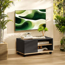 Mobile Porta TV fino 42"con Ruote e Freni Armadietto e Ripiano Regolabile 80x45x41 cm in Legno Nero
