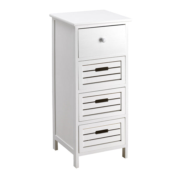 prezzo Commode à 4 Tiroirs en Bois de Paulownia Blanc Fadi