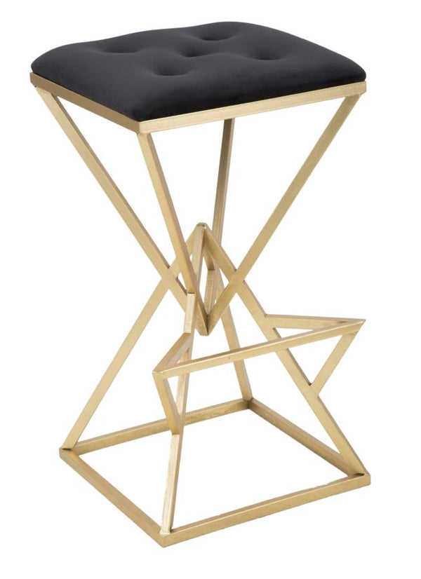 sconto Tabouret de Bar Piramid 40x40x75 cm en Fer et Or et Verre Noir