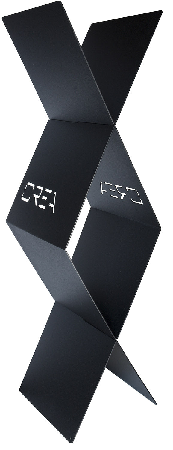 Portalegna per Camino da Interno 310x290x1180 cm in Acciaio Crea Rombo Alto Nero sconto