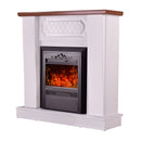 Camino Elettrico da Pavimento 101x100x30 cm Effetto Fiamma 2000W Asoli & Cristina Bianco/noce