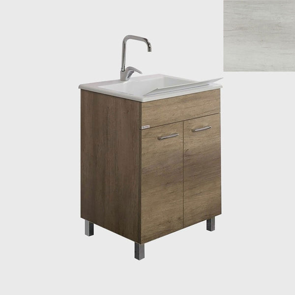 Mobile Lavatoio Vasca Zeus in MineralMarmo Apertura a 2 Ante 60x46x84 cm Olmo Bianco online