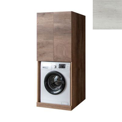 acquista Mobile Lavanderia a Colonna per Lavatrice o Asciugatrice con 2 Ante Installabili Sopra o Sotto 70x70x174A cm in Nobilitato Unika Olmo Bianco