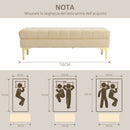 Panca Fondo Letto Imbottita con Rivestimento Trapuntato in Effetto Velluto 118x45x42 cm Beige    