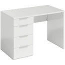 Scrivania Salvaspazio 110x61,5x75 cm con 4 Cassetti Rivestimento in Melamina Bianco Lucido      