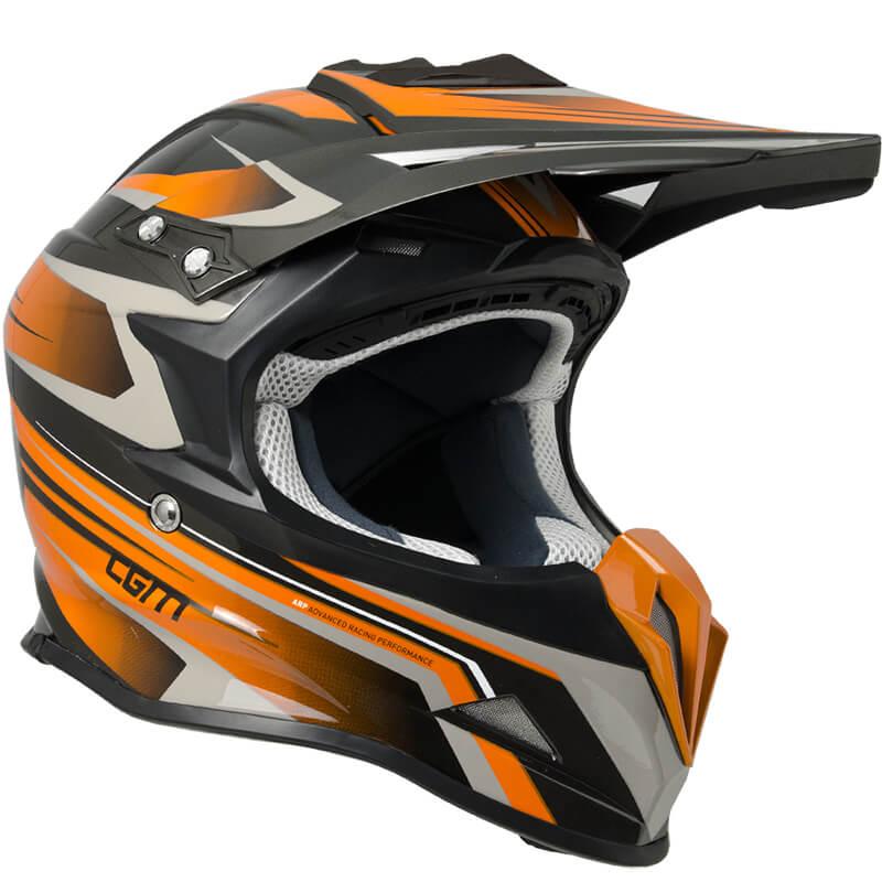 Casco Integrale per Moto Cross con Frontino CGM Track 601G Arancione 