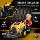 Set Officina Escavatore Giocattolo per Bambini 3-6 Anni 46x41x47 cm con Motore e 68 Accessori in PP Giallo      