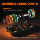 Set Manubri Pesi Regolabili e Antiscivolo 2-10 kg con Base 29,5x13,6x13,6 cm in Acciaio Multicolore      