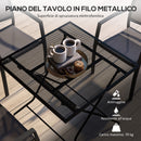 Tavolo da Giardino Pieghevole Quadrato 80x80x74 cm con Piano a Rete in Acciaio Nero