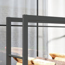 Portalegna per Camino da Interno o Esterno con Ruote 120x32x151 cm in Acciaio Nero