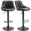 Set 2 Sgabelli da Bar 46,5x48x84,5-106,5 cm in Similpelle Nero