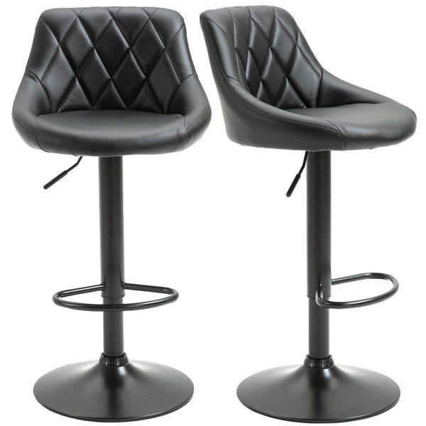 acquista Lot de 2 Tabourets de Bar 46,5x48x84,5-106,5 cm en Simili Cuir Noir