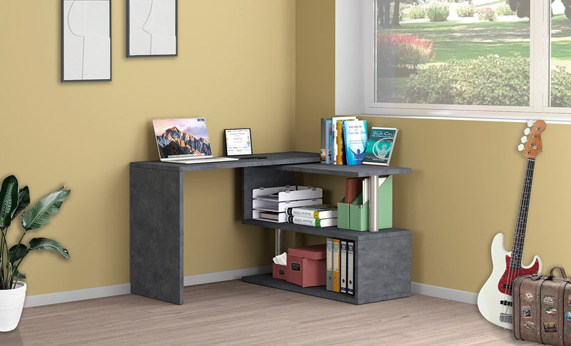 Scrivania con Gamba ad S Girevole 120/65x50x75 cm Volta Ardesia