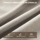 Divano 3 Posti Moderno 174x75x76 cm Rivestito in Ciniglia Struttura in Acciaio Beige      