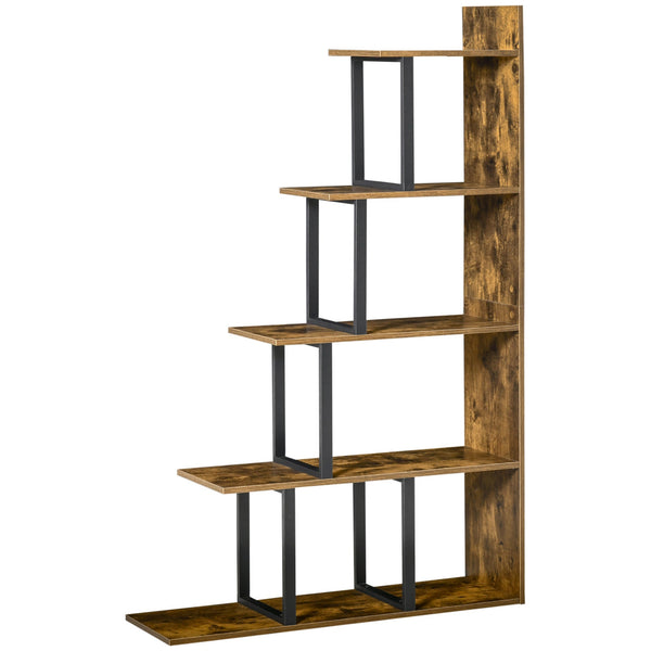sconto Bibliothèque 5 étagères en bois effet vieilli 102x30x160 cm marron foncé