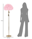 Lampada da Terra Slim Rosa Ø50x165 cm in Ferro e Tessuto Oro e Rosa      