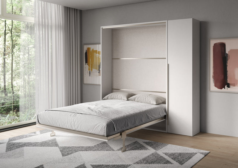 Letto Matrimoniale Francese A Scomparsa 140 Versia Con Armadio 1 Anta Dx Bianco      