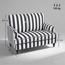Poltrona da Salotto 115x82x82 cm con Seduta Ampia in Velluto a Righe con Molle a S Nero e Bianco      