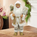 Babbo Natale Abito Rosa Glitter H60 cm con Mini Lucciole e Suoni
