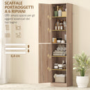 Mobile Colonna Bagno 40x35x180 cm a 2 Armadietti con 6 Ripiani Regolabili in Legno Color Legno      