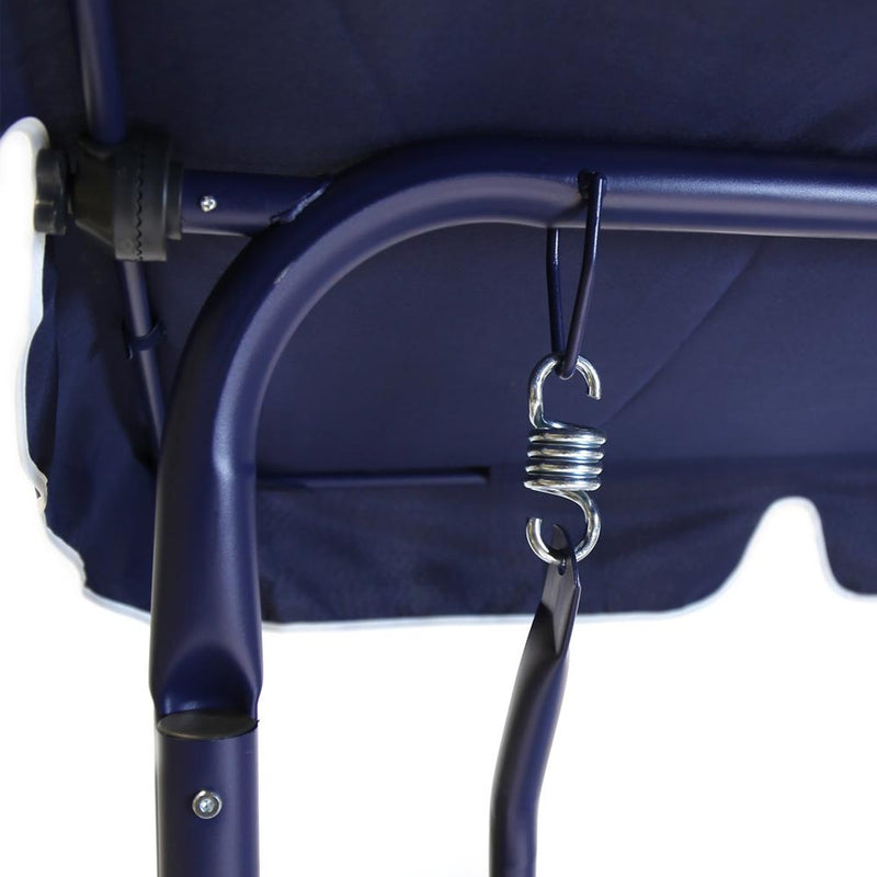 Dondolo da Giardino 3 Posti Altalena per Esterno Acciaio + Tettuccio BLU Bianco