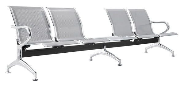 Panca per Sala Attesa 4 Posti da Ufficio con Tavolino in Acciaio Argento acquista