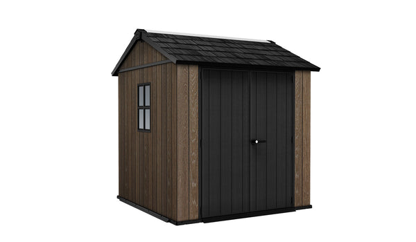 sconto Casetta Box da Giardino 230x230x246 cm Keter Signature Apex 757/775 in Resina Effetto Legno Noce