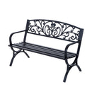 Panchina da Giardino 2 Posti in Ghisa Lavorata Nero 127x60x85 cm 
