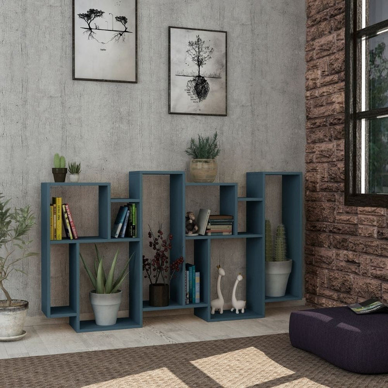 Libreria orizzontale bifacciale 96x25,5x168,5 cm turchese