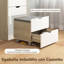 Toeletta 3 in 1 50x40x78 cm con Specchio Ribaltabile Sgabello e Cassetti in MDF Rovere e Bianco      