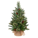 Mini Albero di Natale Artificiale Abete H60 cm con Sacco e Glitter e 60 Tips Verde