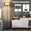 Lampada da Terra Design Moderno con Doppio Paralume Attacco E27 e Interruttore a Pedale in Metallo Ø33 x 152.5 cm Nero  