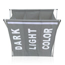 Cesto Portabiancheria 63x61x32 cm 3 Scomparti in Alluminio Grigio Scuro