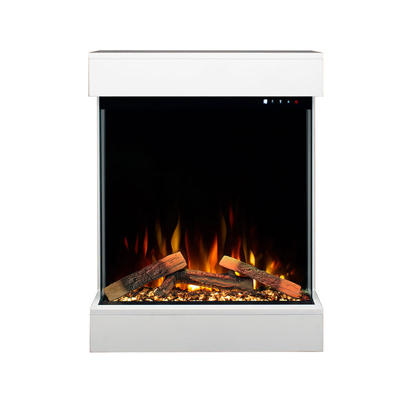 Caminetto Elettrico da Pavimento Autoportante Calliope Effetto Fuoco e Telecomando con Cornice in Legno MDF Bianco online