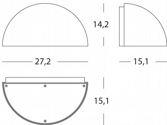 Lampada Quarto di Sfera Colore Alluminio per Esterno Linea Umbe Sovil