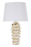 Lampada da Tavolo Glam Space 33x53x33 cm in Ceramica Bianco/Oro