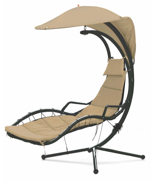 acquista Balançoire de Jardin Hamac en Fer et Textilène avec Parasol Soriani Malibù Beige