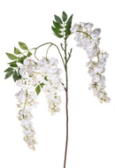 Set 3 Glicine Artificiali con 3 Fiori Altezza 103 cm Bianco