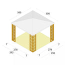 Gazebo da Giardino in Legno 3x3m con Copertura in PVC Taini Fox Pocket Bianco