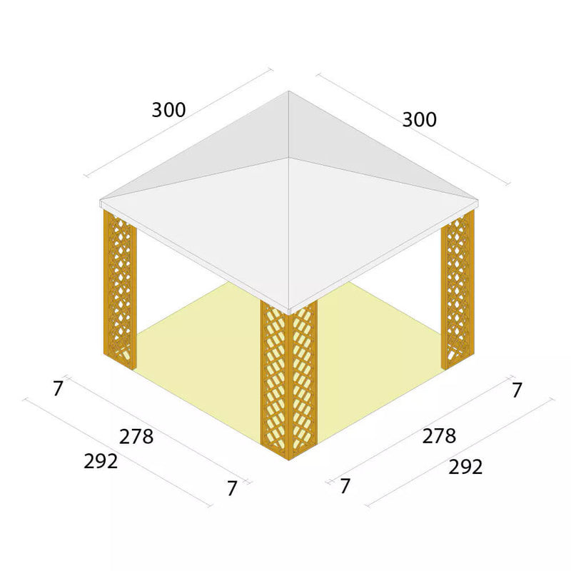 Gazebo da Giardino in Legno 3x3m con Copertura in PVC Taini Fox Pocket Grigio