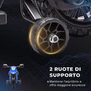Moto Elettrica per Bambini 3-8 Anni con 12V Doppi Motori Rotelle e Clacson 3 km/h Capacità 30kg Blu      