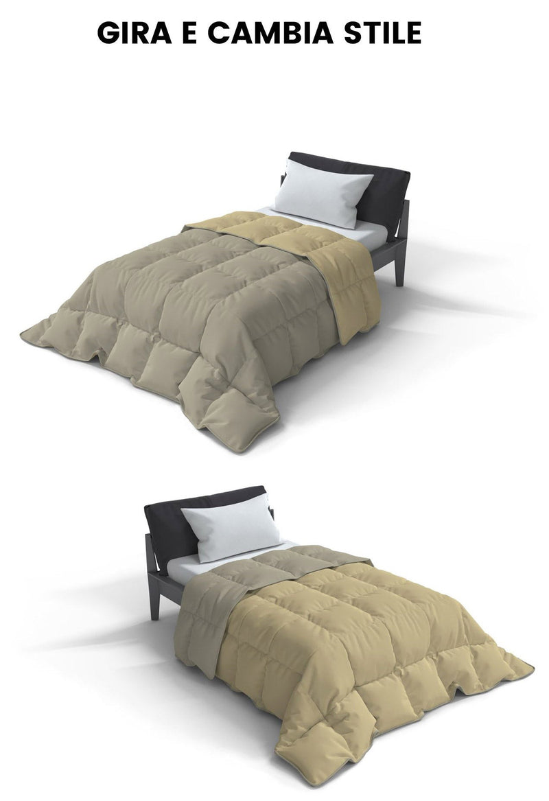 Trapunta Invernale Double Face 300gr in Microfibra Tortora\/Panna Varie Misure